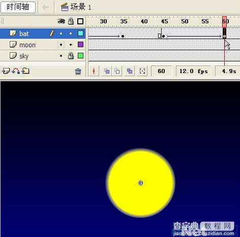 Flash制作蝙蝠在月夜里飞翔的动画24