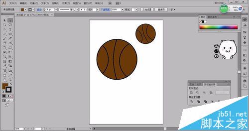 AI怎么绘制一大一小的篮球?11