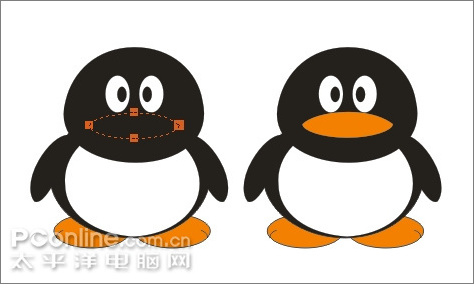 Coreldraw教程：绘制可爱的情侣QQ企鹅16
