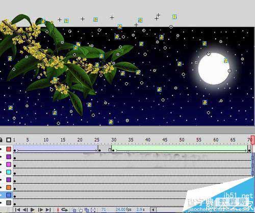 flash怎么制作一个桂花飘香的树下赏月的动画?24