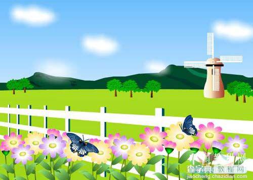 Flash新手鼠绘(3):漂亮的卡通花草场景3