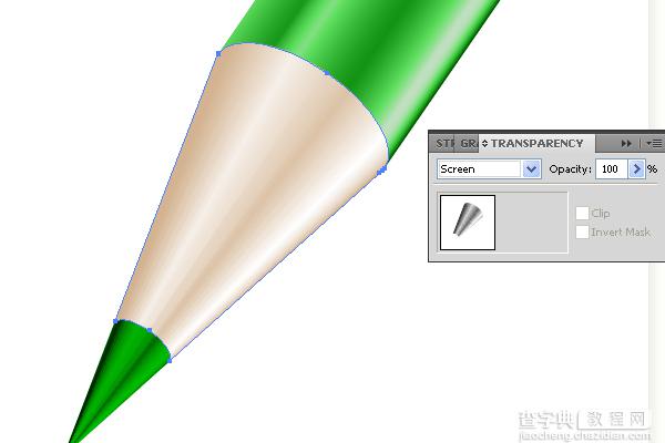 Illustrator绘制逼真的绿色铅笔效果图20