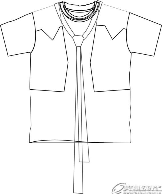 CorelDRAW绘制男士夏装款式图14