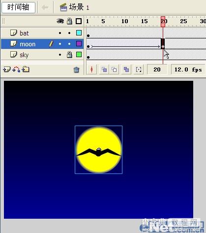 Flash制作蝙蝠在月夜里飞翔的动画19