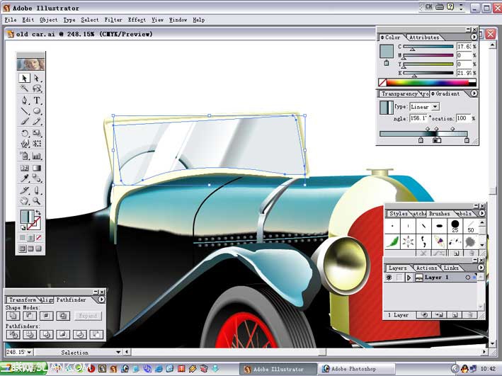 Illustrator(AI)模仿绘制一辆40年代的甲壳虫汽车实例教程17