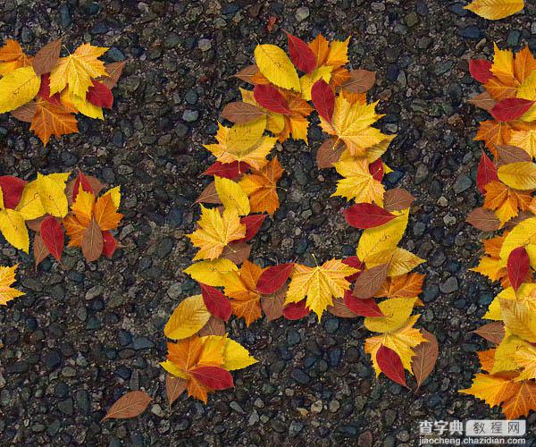 Photoshop设计制作非常有趣的秋季树叶字23