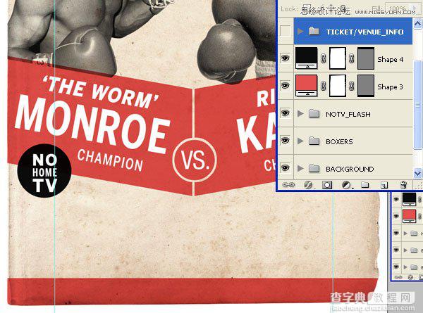 Photoshop设计数十年前复古风格的拳击海报教程34