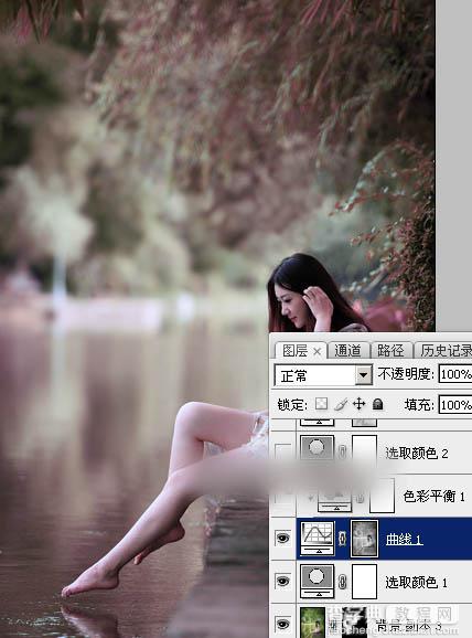 Photoshop将水景人物图片打造唯美的中性红褐色效果教程12