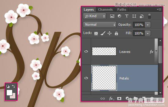 七夕将至 Photoshop设计清新淡雅的樱花效果字体39
