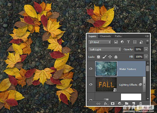 Photoshop设计制作非常有趣的秋季树叶字37