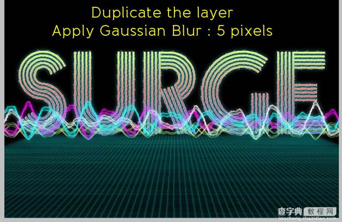 Photoshop利用滤镜及图层样式制作绚丽的波纹字28
