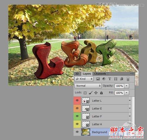 Photoshop CS6设计制作超酷的秋季风格3D立体字32