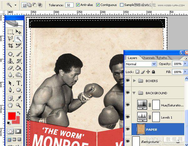 Photoshop设计数十年前复古风格的拳击海报教程26