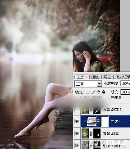 Photoshop将水景人物图片打造唯美的中性红褐色效果教程36