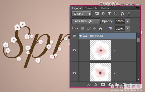 七夕将至 Photoshop设计清新淡雅的樱花效果字体27