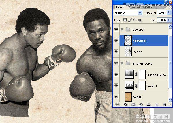 Photoshop设计数十年前复古风格的拳击海报教程10