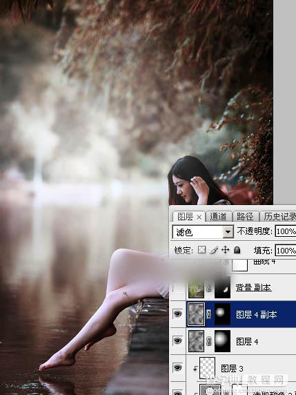 Photoshop将水景人物图片打造唯美的中性红褐色效果教程33