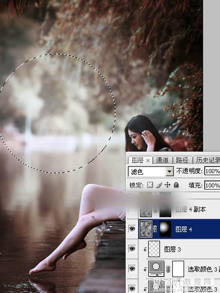 Photoshop将水景人物图片打造唯美的中性红褐色效果教程32
