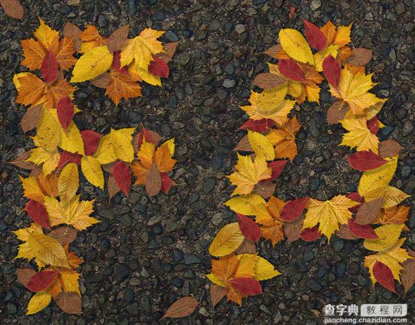 Photoshop设计制作非常有趣的秋季树叶字35