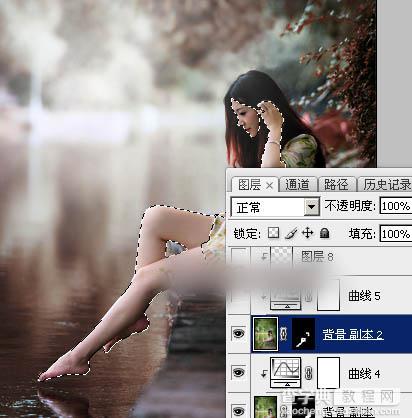 Photoshop将水景人物图片打造唯美的中性红褐色效果教程37