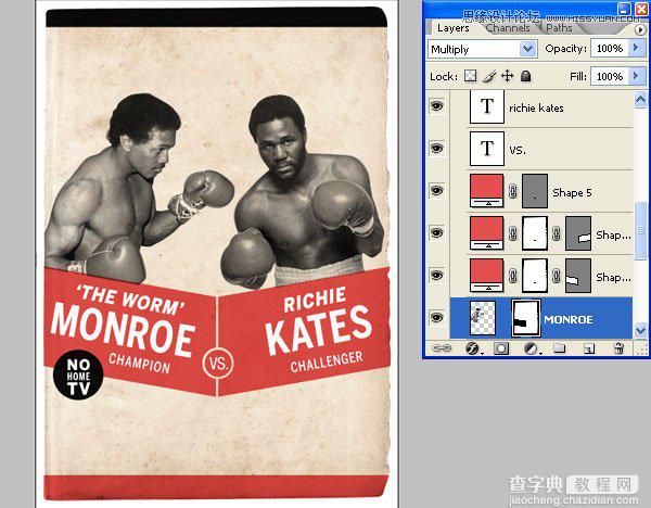 Photoshop设计数十年前复古风格的拳击海报教程28