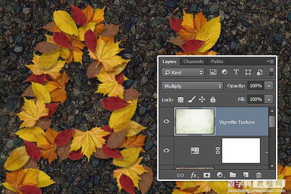 Photoshop设计制作非常有趣的秋季树叶字28