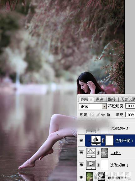 Photoshop将水景人物图片打造唯美的中性红褐色效果教程15