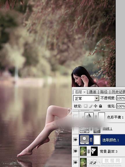 Photoshop将水景人物图片打造唯美的中性红褐色效果教程8