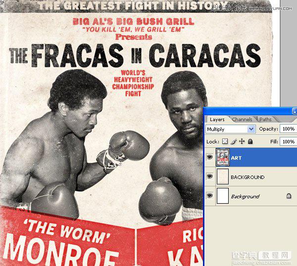 Photoshop设计数十年前复古风格的拳击海报教程48