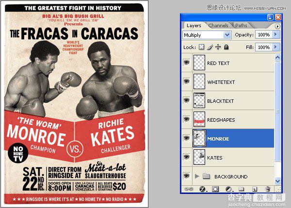 Photoshop设计数十年前复古风格的拳击海报教程42