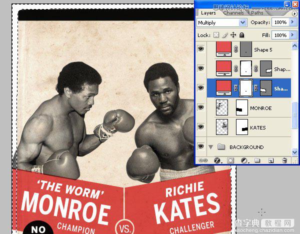 Photoshop设计数十年前复古风格的拳击海报教程27
