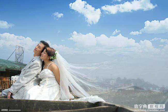婚纱照片天空变蓝变清晰的方法,photoshop教程1