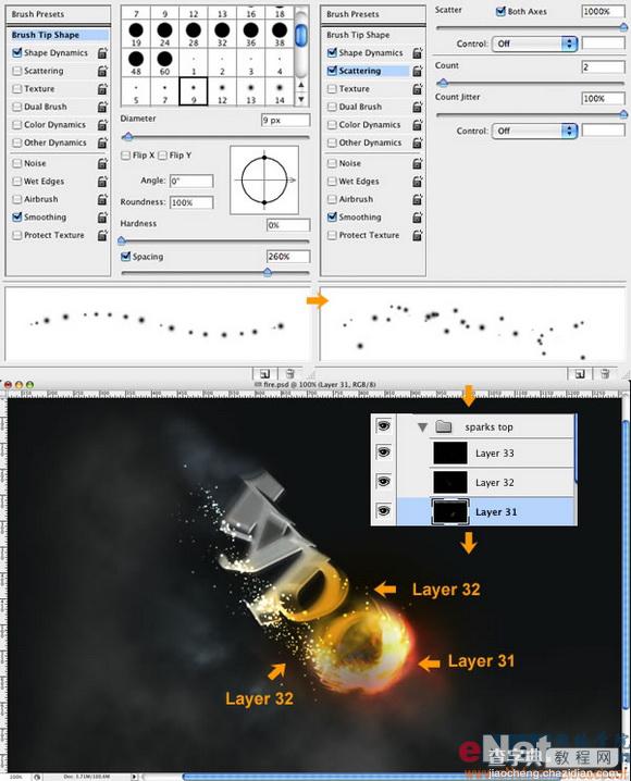 Photoshop创建终极火焰陨石文字14