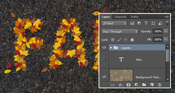 Photoshop设计制作非常有趣的秋季树叶字22