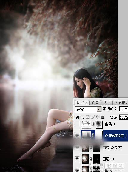 Photoshop将水景人物图片打造唯美的中性红褐色效果教程54