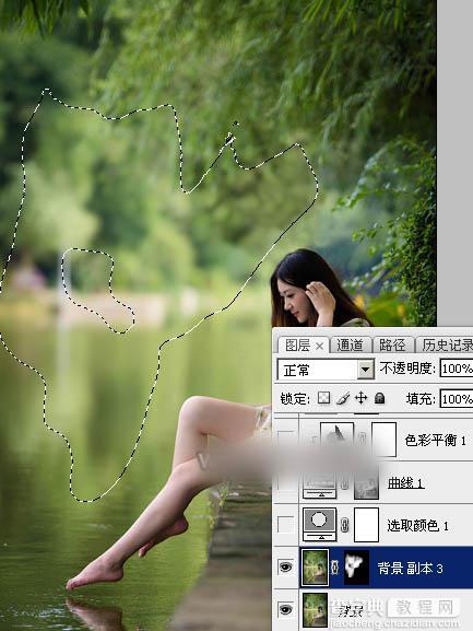 Photoshop将水景人物图片打造唯美的中性红褐色效果教程3