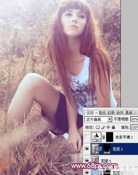 Photoshop为草地美女图片增加柔美的橙褐色效果27