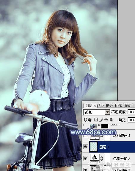 Photoshop为美女图片打造出时尚的韩系青灰色效果27