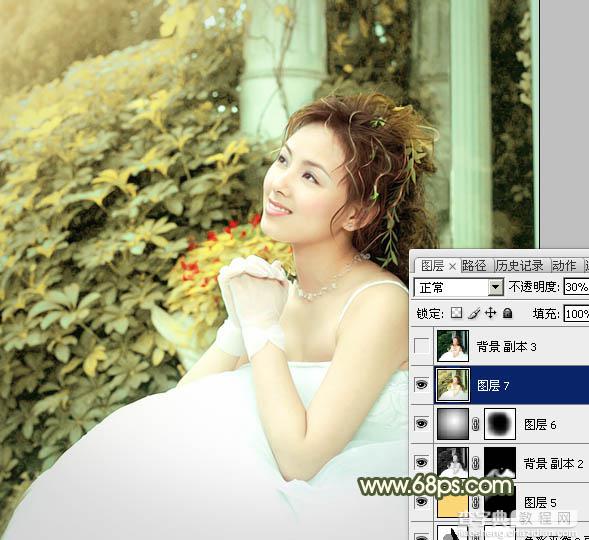 Photoshop为外景美女婚片添加淡黄的蜜糖色24
