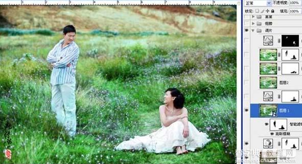 photoshop 打造梦幻的绿色外景婚片6