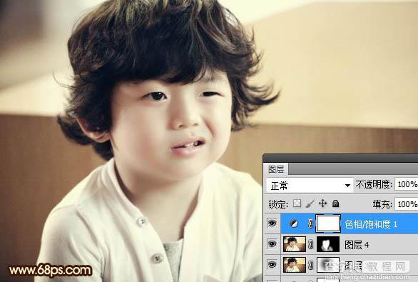 Photoshop将可爱的儿童图片打造成中性淡黄色效果14