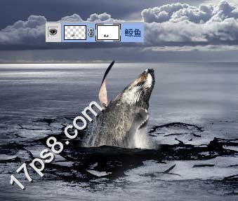 photoshop将合成鲸鱼越出水面掠夺海鸥食物场景效果12