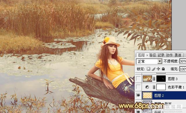 Photoshop为沼泽写真图片加上柔和的暖色效果15