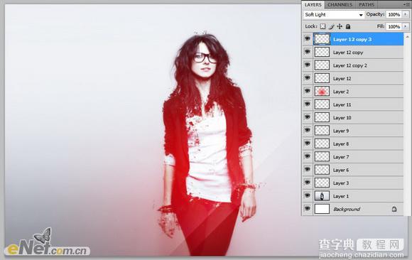 Photoshop将人物图片打造出柔美的红光潮流海报效果18