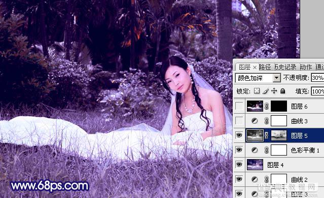 Photoshop将外景婚片调成斑斓的暗蓝色18