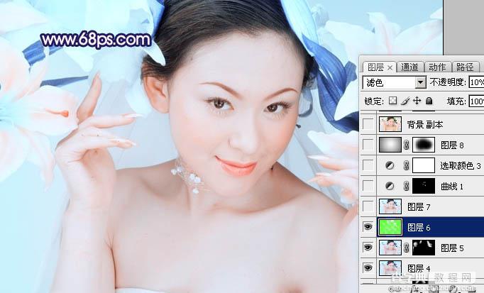 Photoshop调出美女图片淡雅甜美的粉红色19