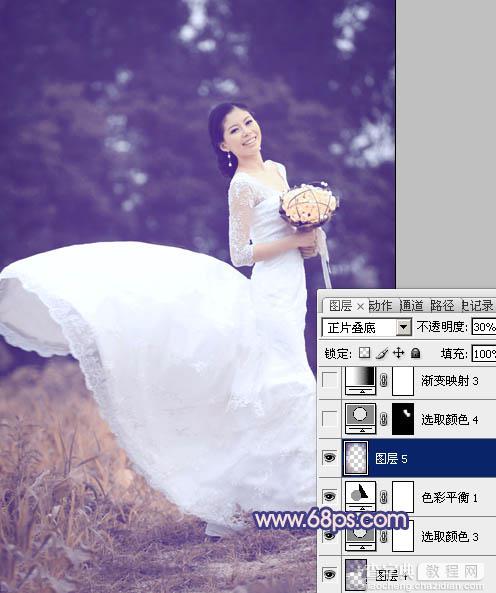 Photoshop将外景婚片打造成梦幻的暗调紫红色23