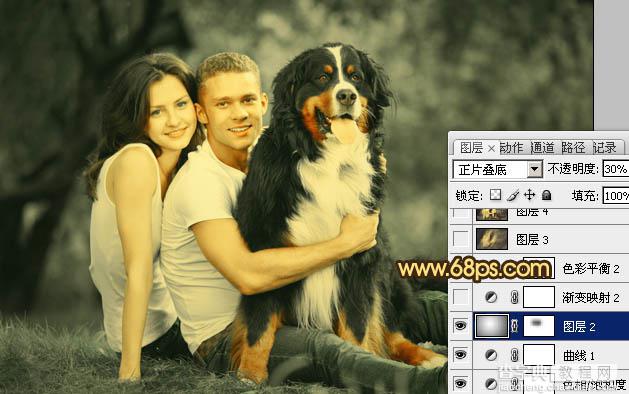 Photoshop将外景情侣图片调成温馨的黄褐色20