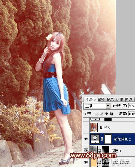 Photoshop为外景美女图片打造出暖暖的红褐色效果29