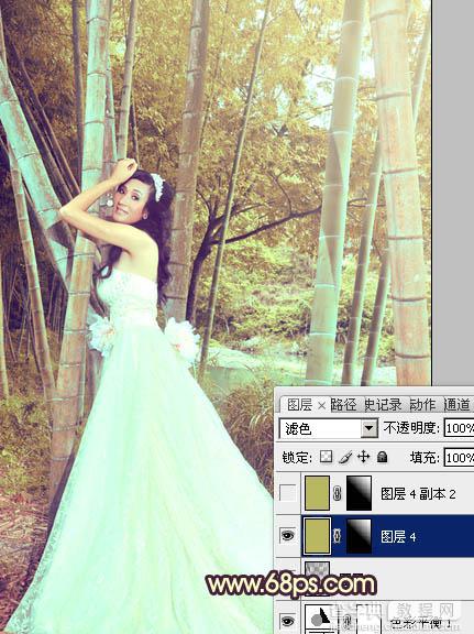 Photoshop将竹林婚片打造出柔和的黄褐色效果21